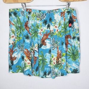 NWT Torrid Active Swim High Rise Long Swim Skirt Shorts Tiger Tropical Womens 4